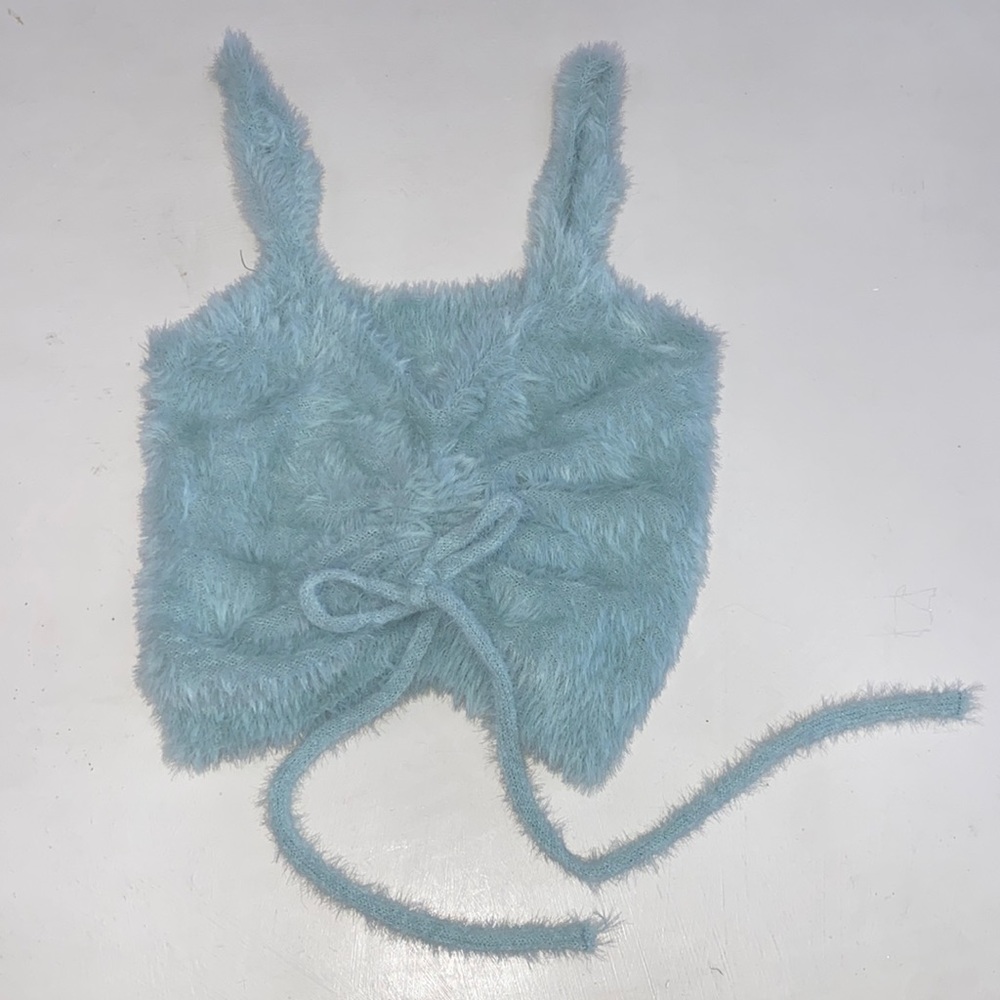 Adjustable fuzzy blue top